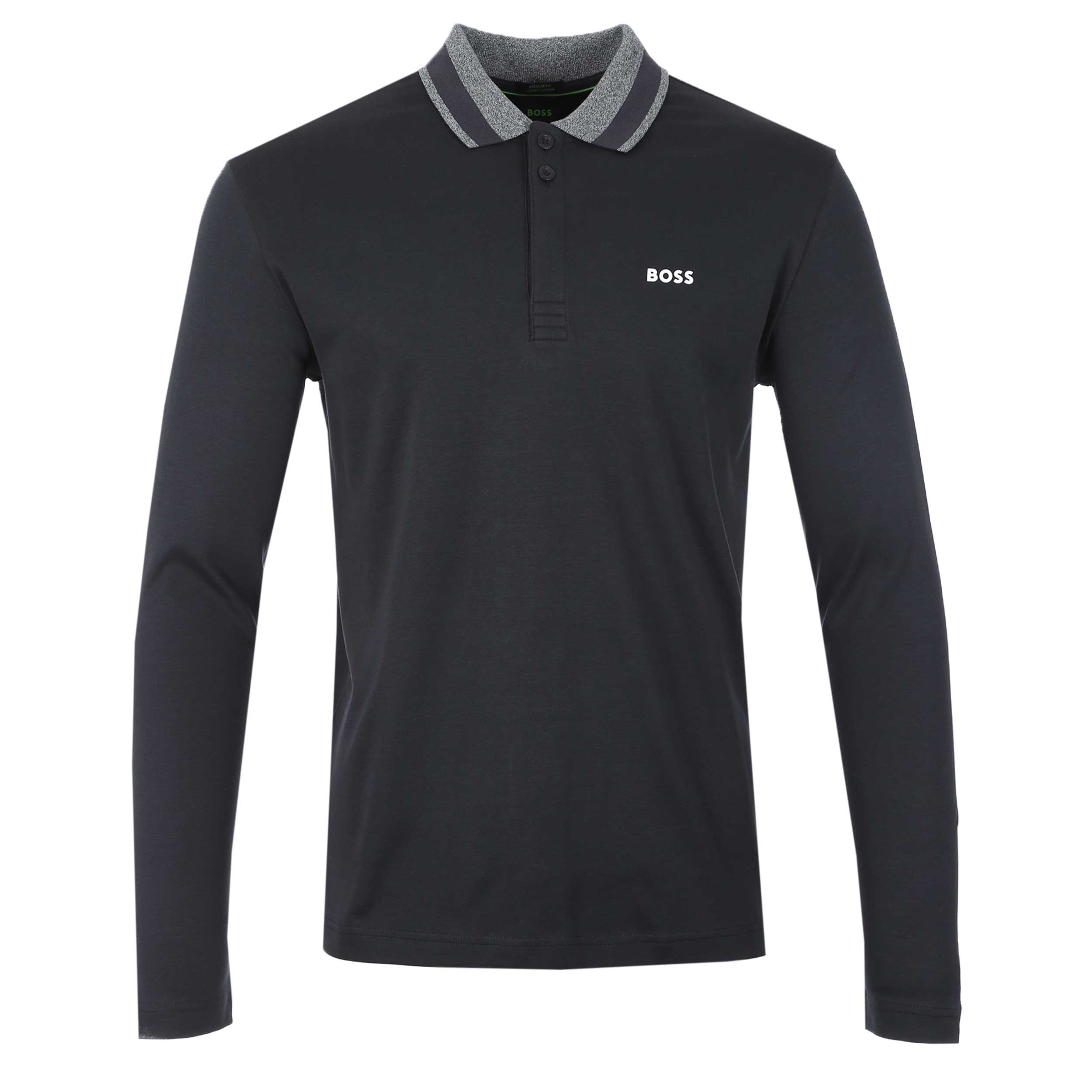 BOSS Plisy 2 Long Sleeve Polo Shirt in Navy BOSS Norton Barrie