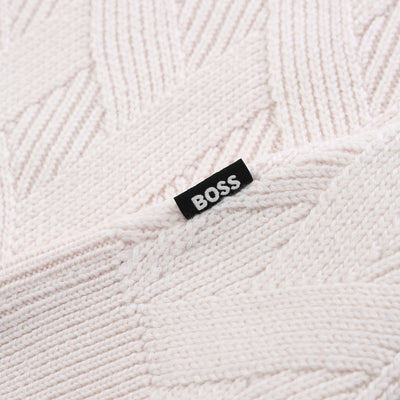 BOSS H Elfredo Knitwear in Open White Logo Tab