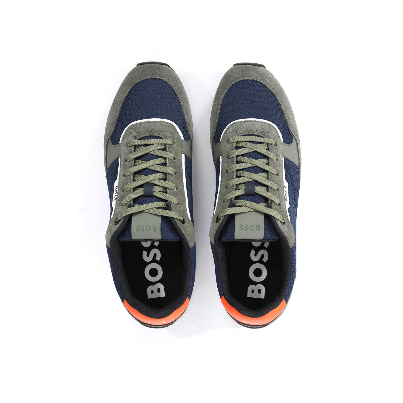 BOSS Kai Runn mesd Trainer in Navy & Grey Birdseye