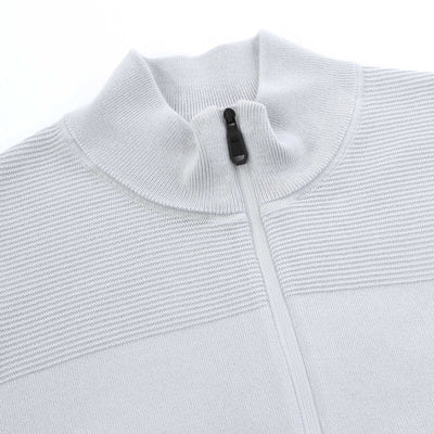 BOSS Momentum X QZ Knitwear in Light Grey Placket