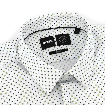 BOSS P Hank SK SH C1 252 SS Shirt in White Green Collar