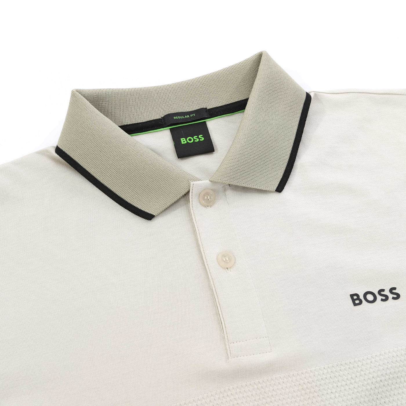 BOSS Paddy 5 Polo Shirt in Light Beige Collar