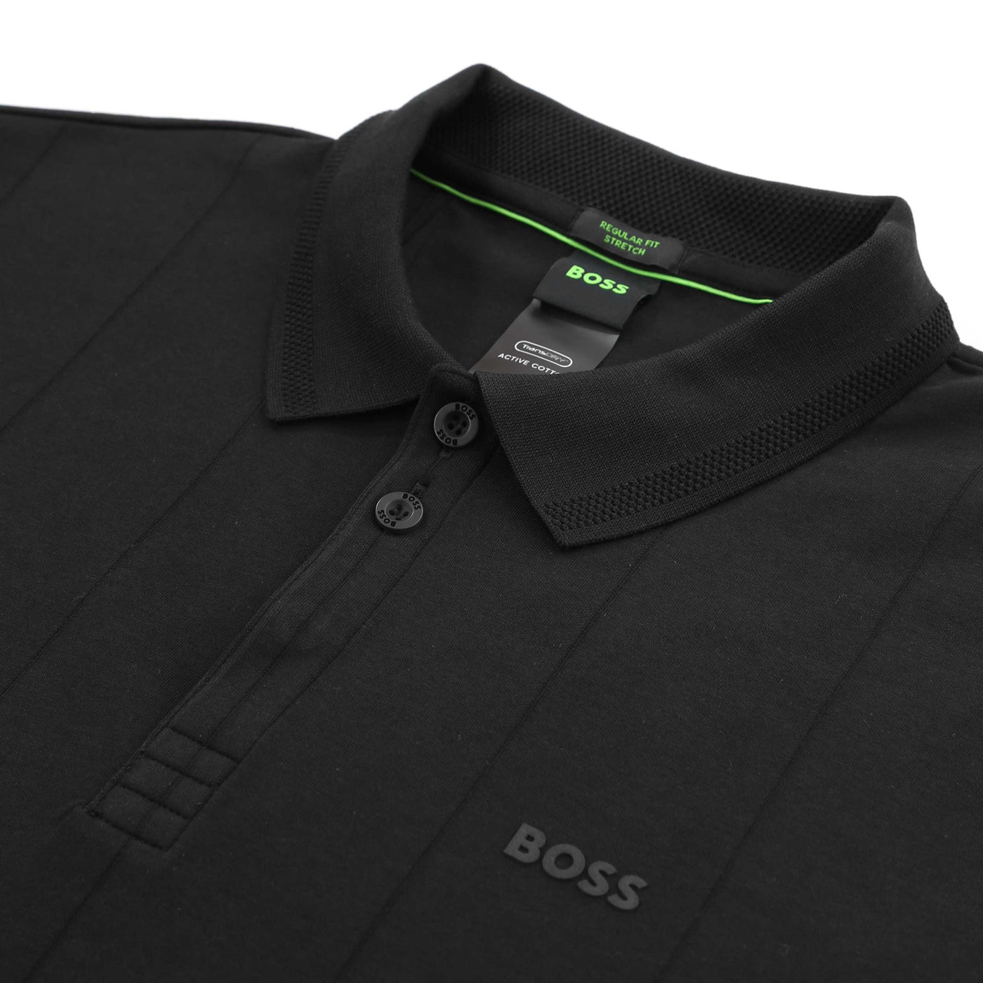 BOSS Paddy DropNeedle AC Polo Shirt in Black Placket