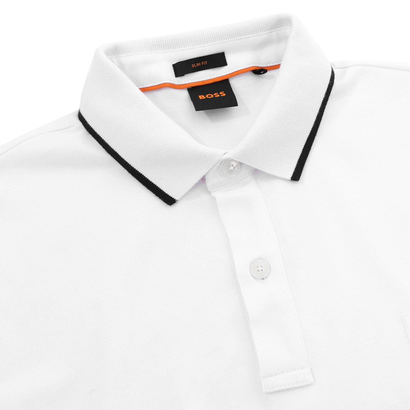 BOSS Passertip Polo Shirt in White Placket