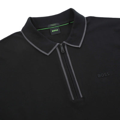 BOSS Philix Tape Polo Shirt in Black Placket