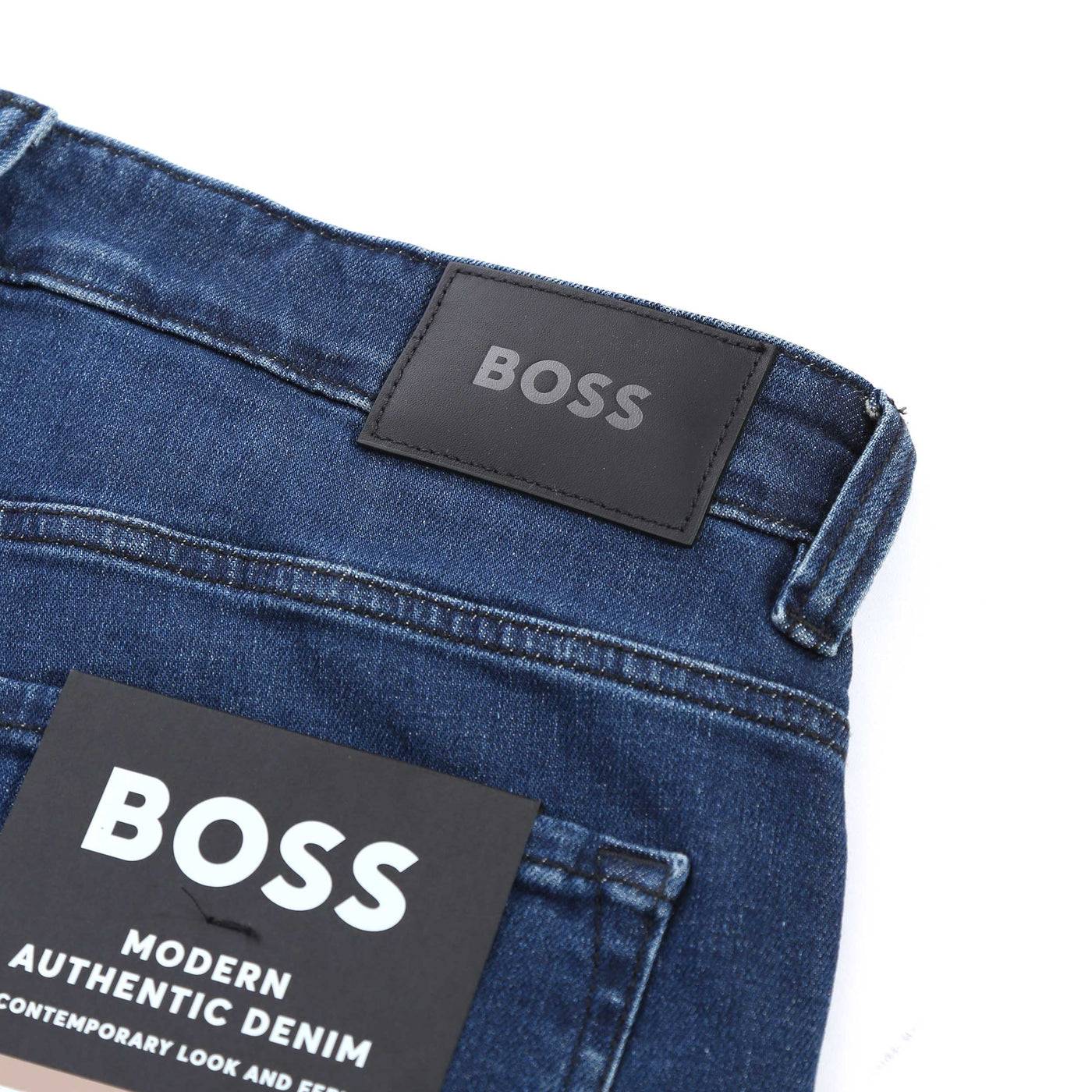 BOSS Re Maine Jean in Medium Blue Wash Logo