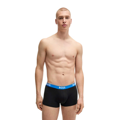 BOSS Trunk 3P Power Underwear in Black with Blue Bands Model 2