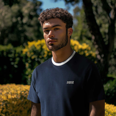 Barbour Luca Tipping Detail T Shirt in Navy Model