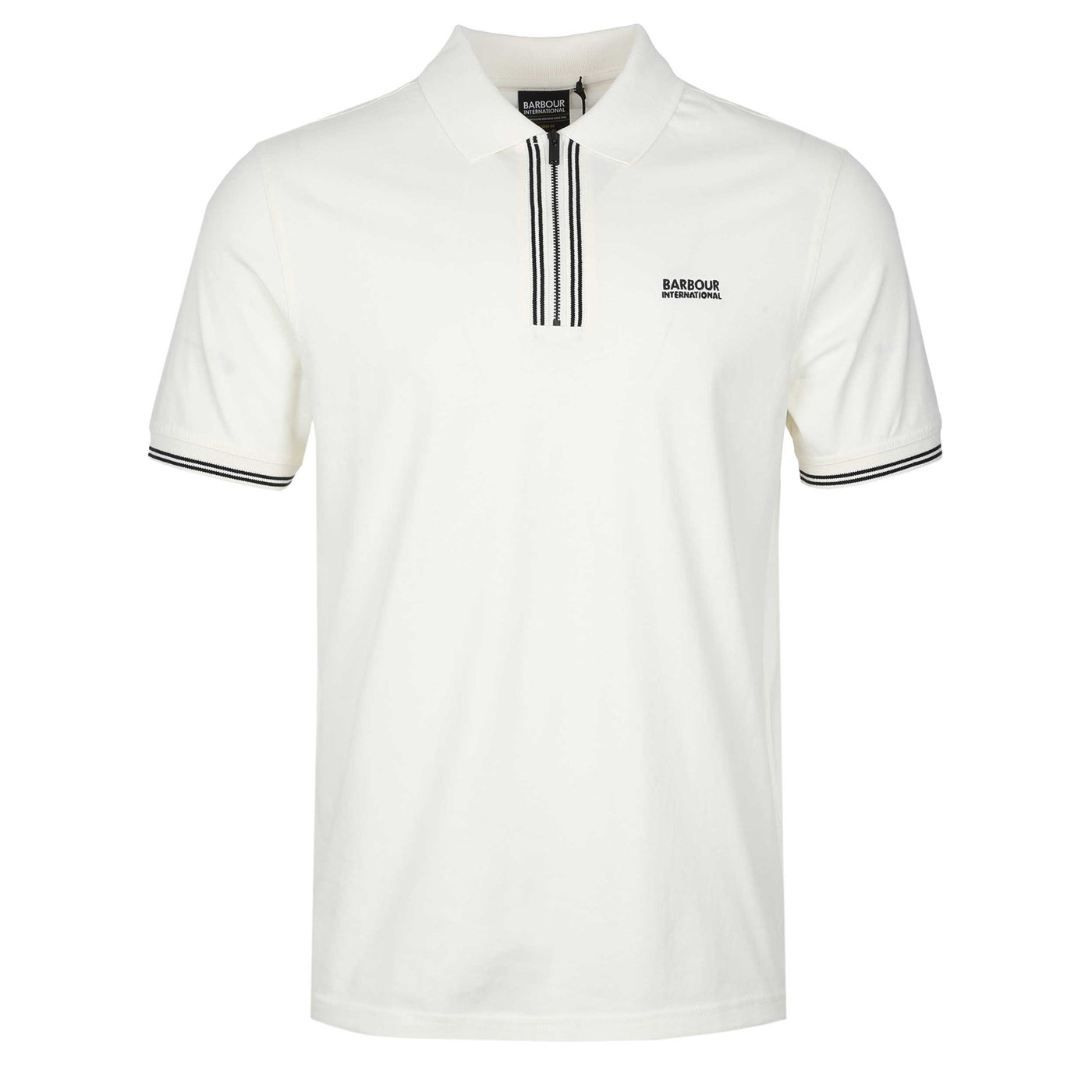 Barbour Ollie Twin Tipped Placket Polo Shirt in Whisper White Front