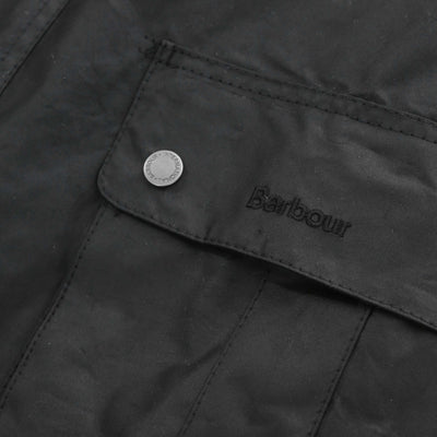 Barbour Tourer Duke Wax Jacket in Black Pocket