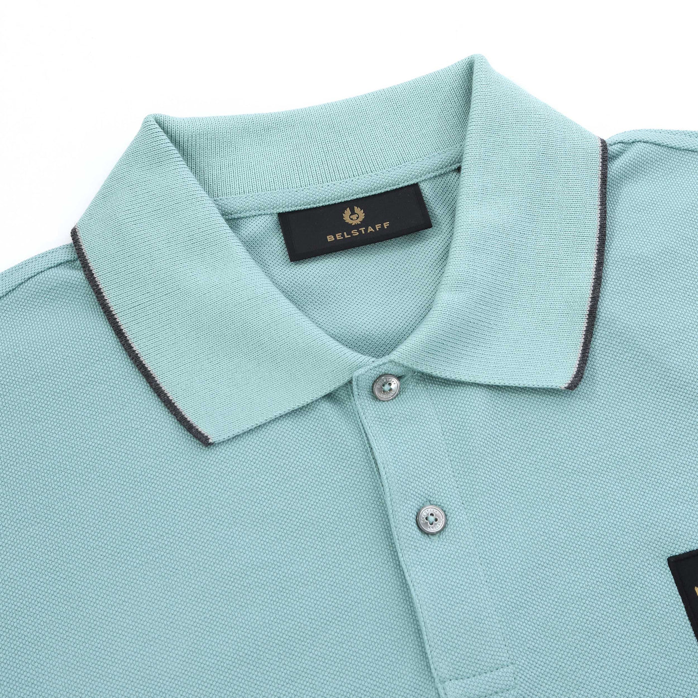 Belstaff Double Tipped Polo Shirt in Oil Blue Collar