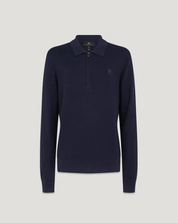Belstaff Drift Knitted Polo in Dark Ink
