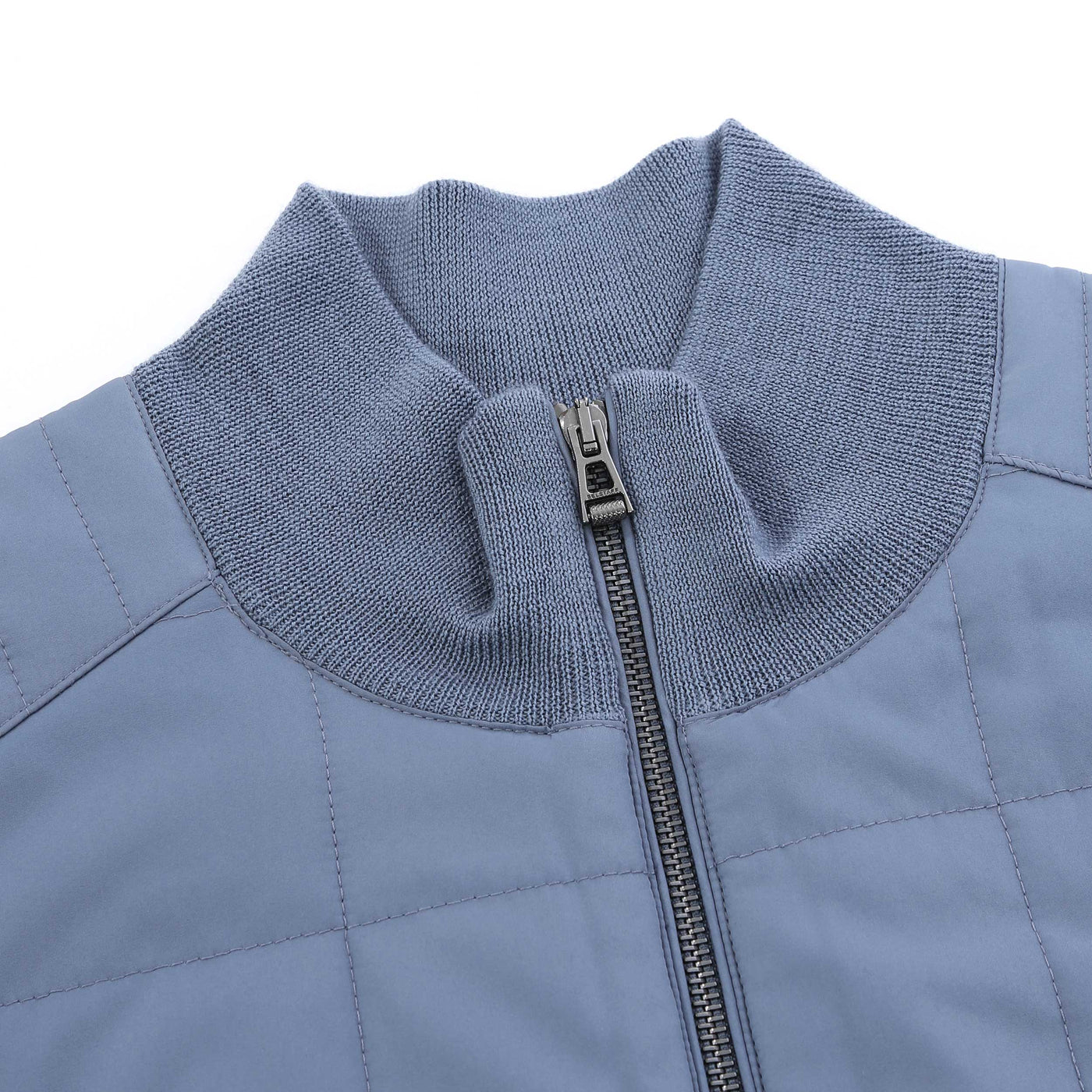 Belstaff Kelbrook Zip Cardigan Knitwear in Blue Flint Collar