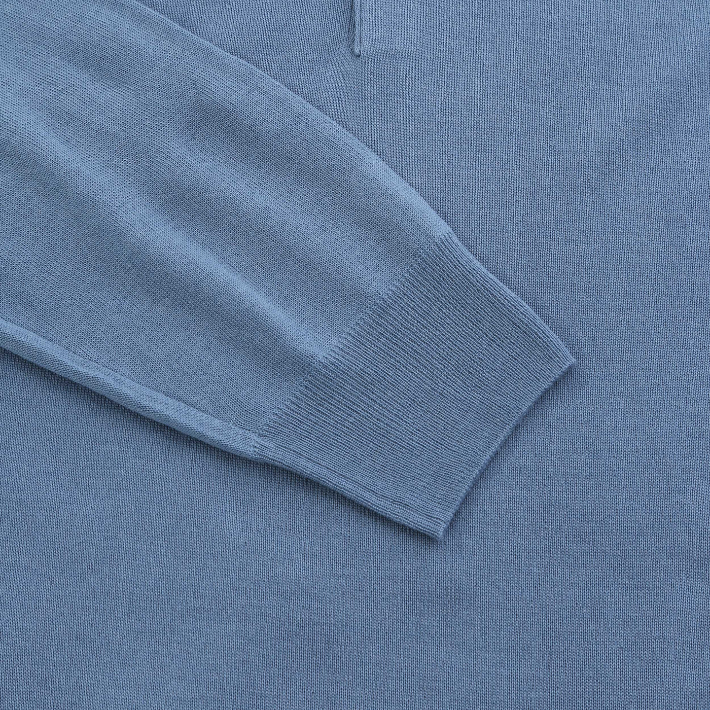 Canali 3 Button Knitted Polo in Airforce Blue Cuff