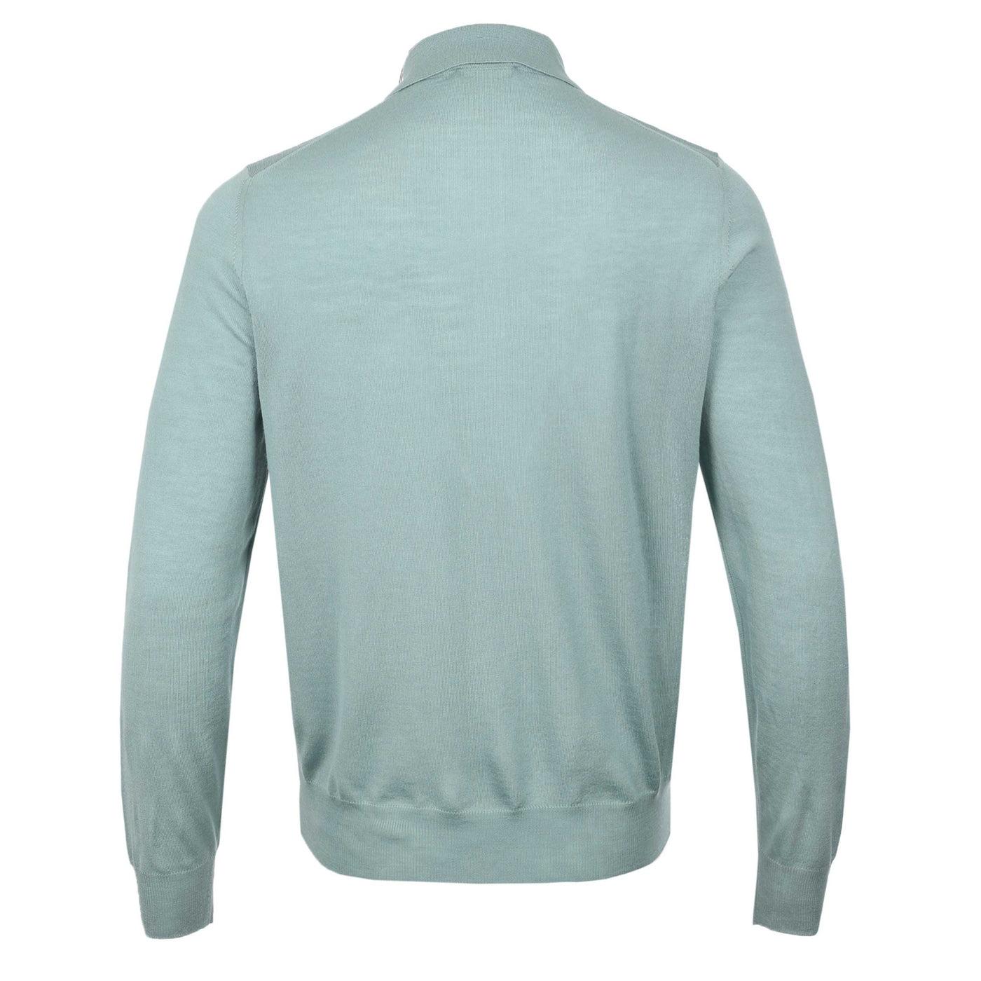 Canali 3 Button Knitted Polo in Mint Green Back