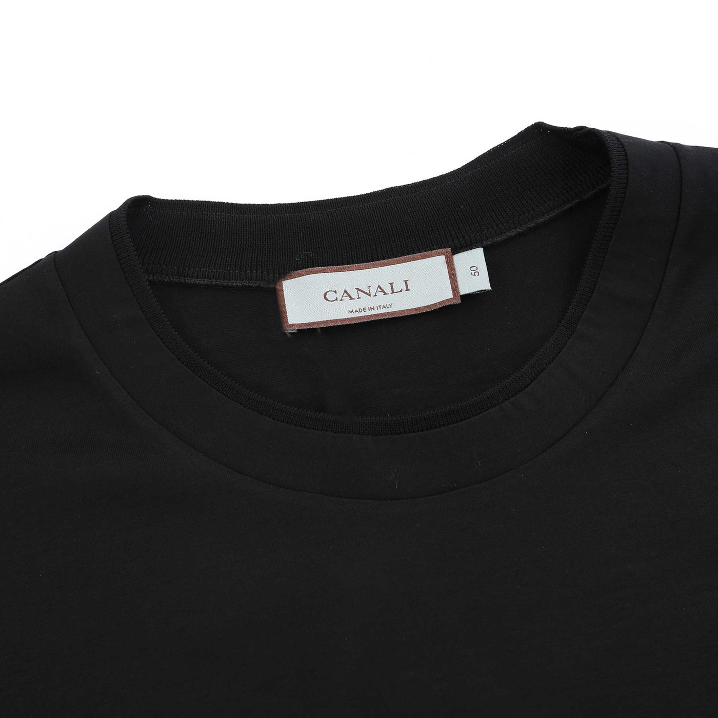 Canali Basic T Shirt in Black Neck