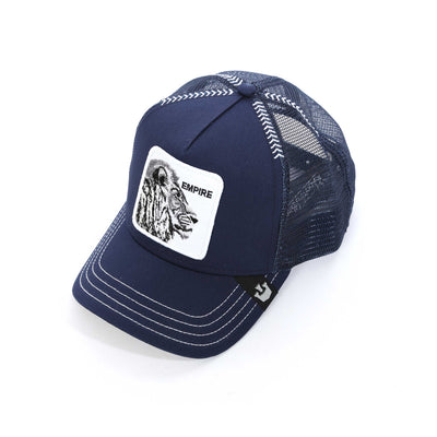 Goorin Bros The Empire Lion Trucker Cap in Navy Birdseye