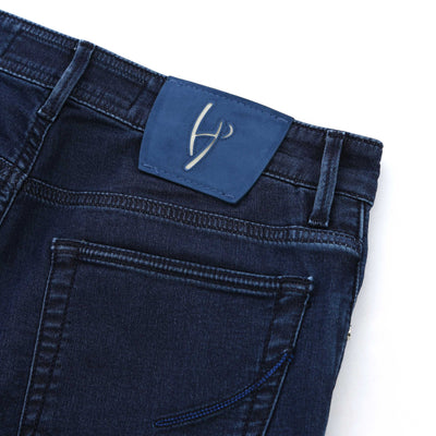 Handpicked Ravello Jean in Dark Blue Denim Logo Badge