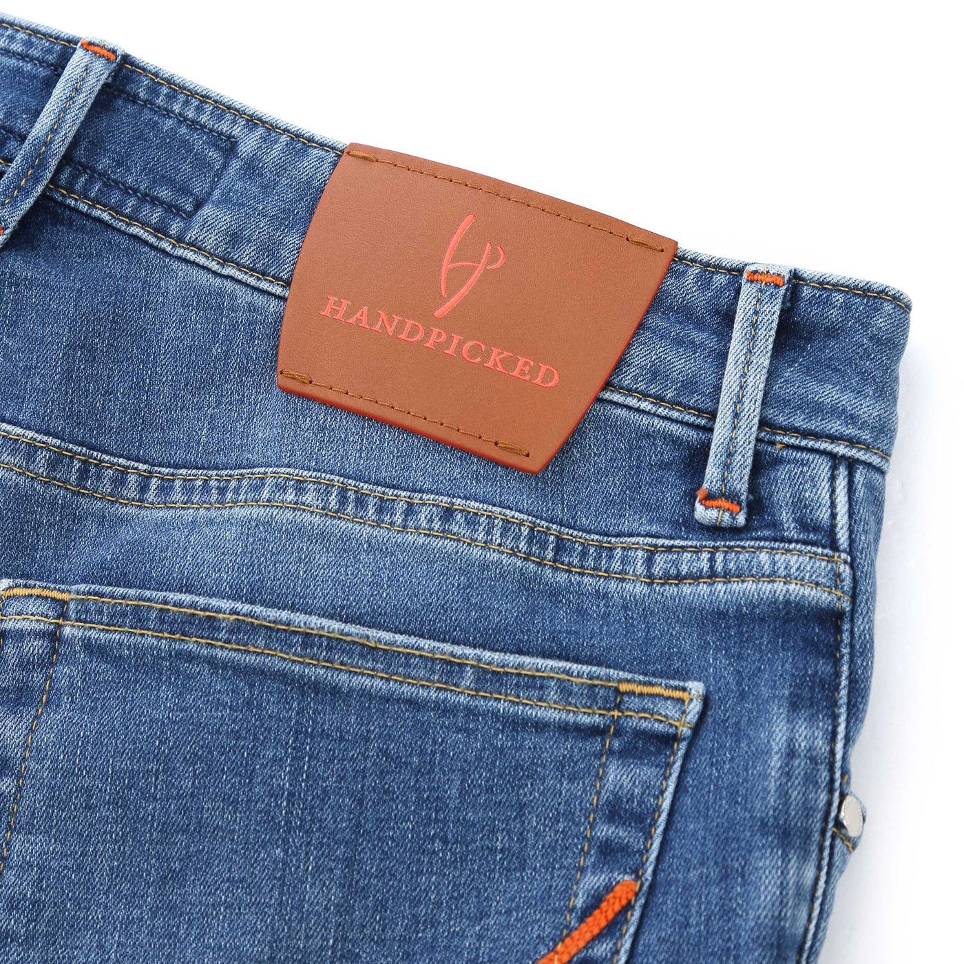 Handpicked Ravello Jean in Light Blue Denim Logo Badge