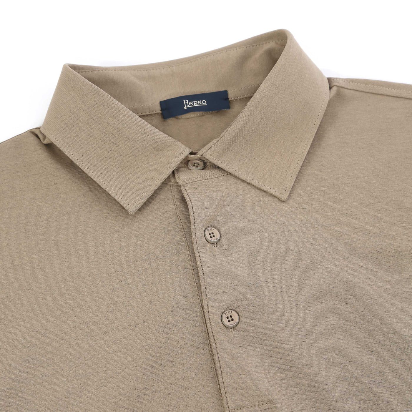 Herno M.C Jersey Polo Shirt in Taupe Placket