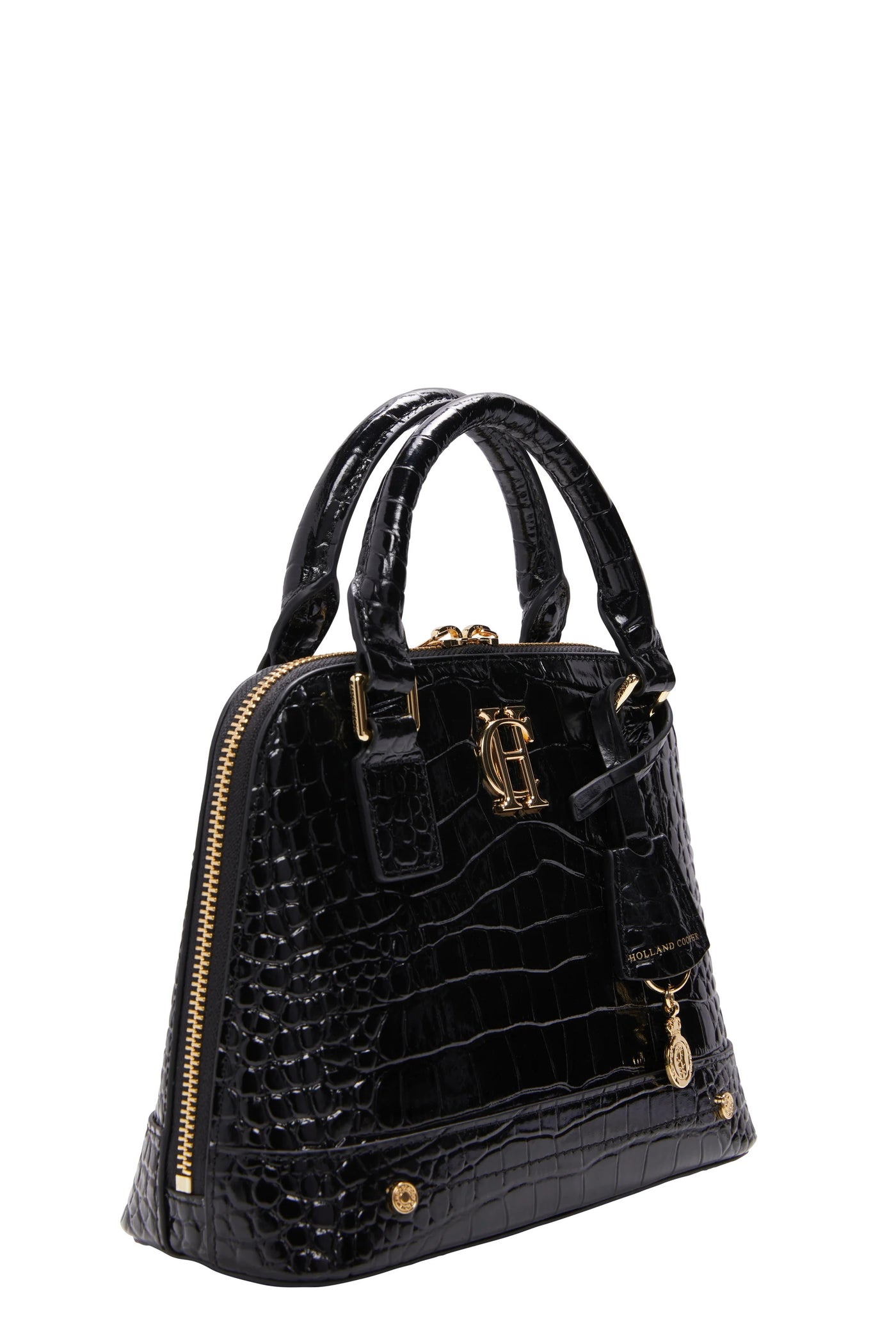 Holland Cooper Grovesnor Tote Bag in Black Croc Angle