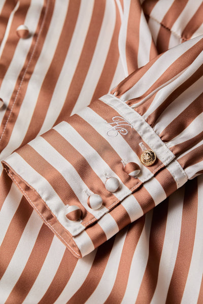 Holland Cooper Isla Satin Shirt in Terracotta Stripe Cuff