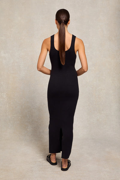 Holland Cooper Juliet Knit Maxi Dress in Black Model Back