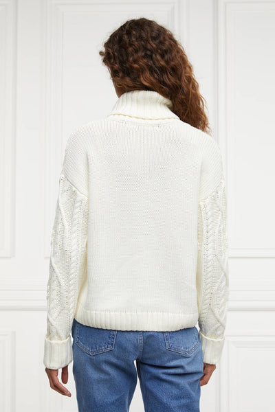 Holland Cooper Noveli Cable Knit in Natural Model Back