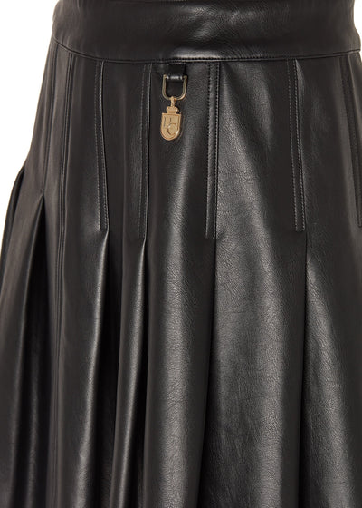 Holland Cooper PU Pleated Mini Skirt in Black Details