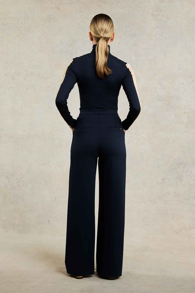 Holland Cooper Wide Leg Pant in Navy Navy Model Back