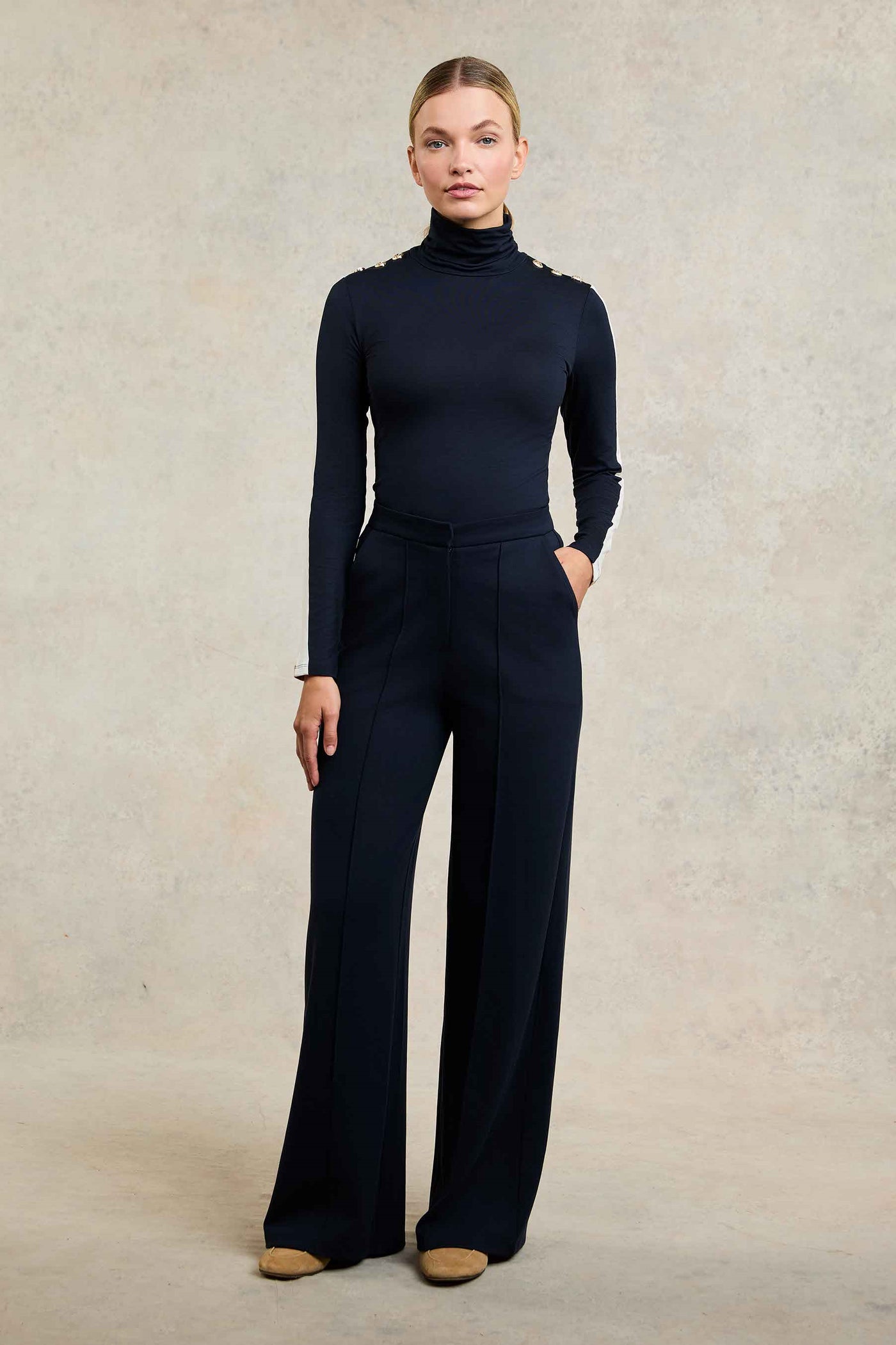 Holland Cooper Wide Leg Pant in Navy Navy