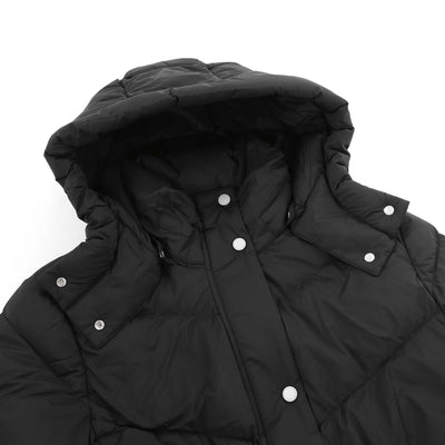 Moose Knuckles Belle Cote Long Puffer Ladies Jacket in Black Hood