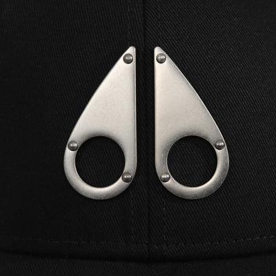 Moose Knuckles Logo Icon Cap in Black & Nickel Logo