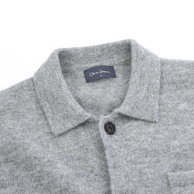 Oliver Sweeney Heywood Knitted Overshirt in Grey Collar