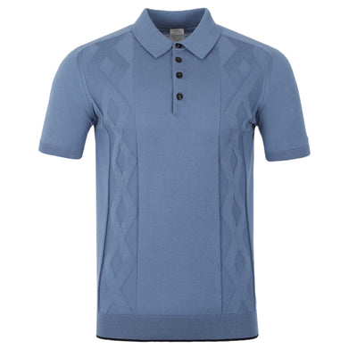 Pal Zileri Cable Self Print Polo Shirt in Sea Blue