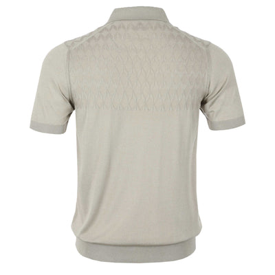 Pal Zileri Knitted Silk Cotton Blend Polo Shirt in Beige Back