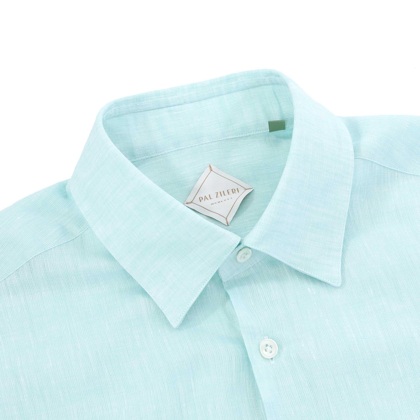 Pal Zileri Linen Shirt in Mint Collar