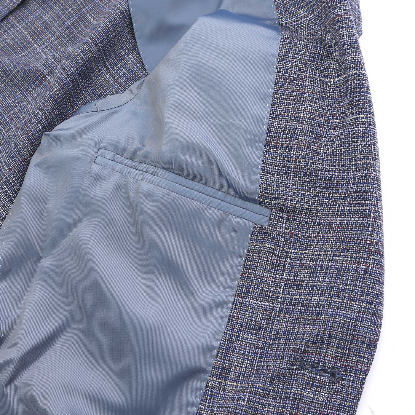 Pal Zileri Open Weave Blue Check Jacket in Blue Check Inside Pocket