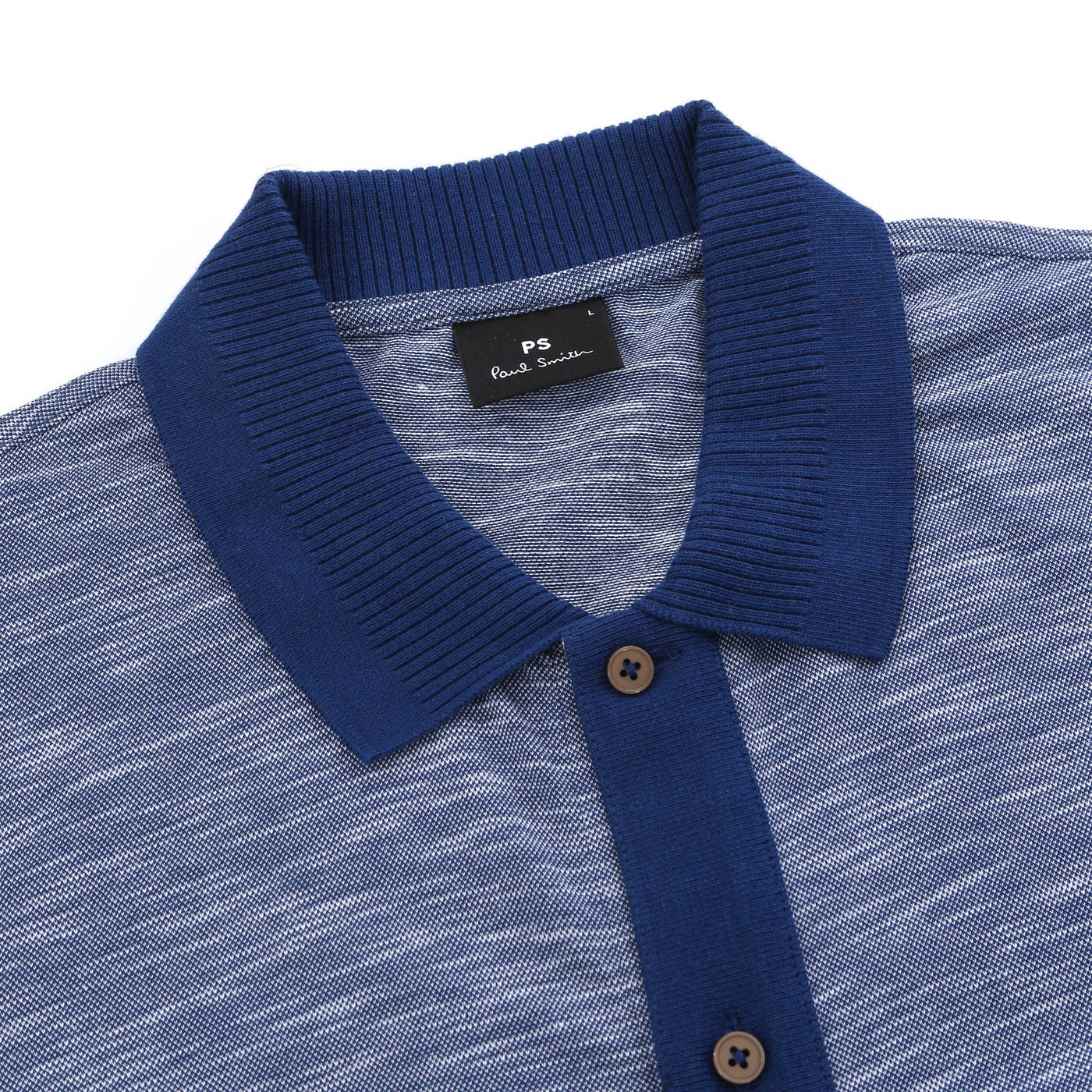 Paul Smith Button Front Polo Shirt in Blue Collar