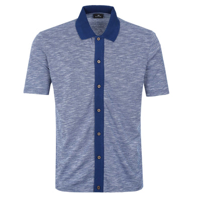 Paul Smith Button Front Polo Shirt in Blue