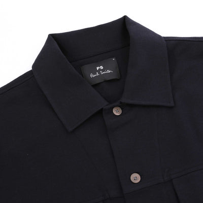 Paul Smith Button Thru Overshirt in Navy Collar