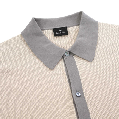 Paul Smith Button Thru SS Polo Knitwear in Beige Collar