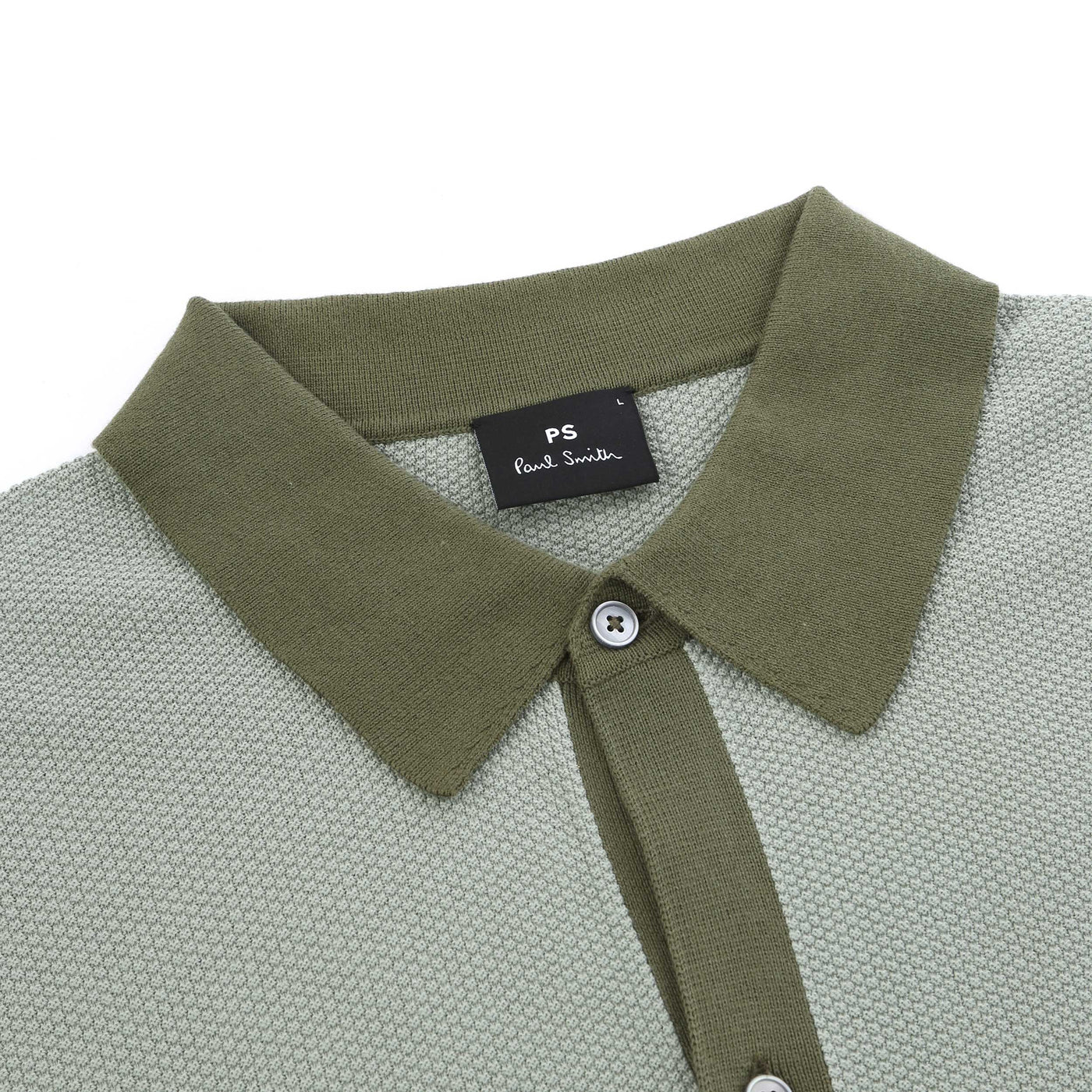 Paul Smith Button Thru SS Polo Knitwear in Green Collar