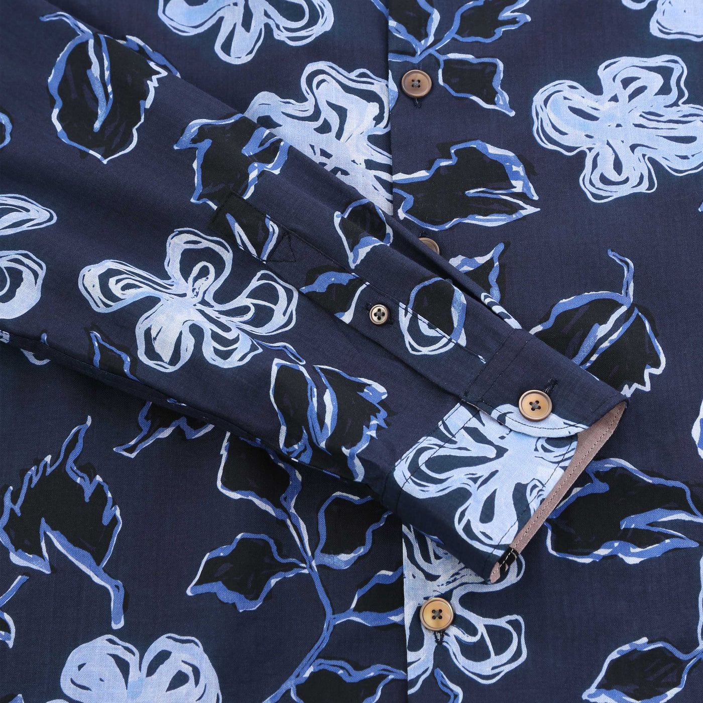 Paul Smith Floral Print Reg Fit Shirt in Navy Cuff