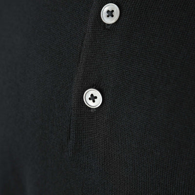 Paul Smith LS Polo Knitwear in Black Button Placket