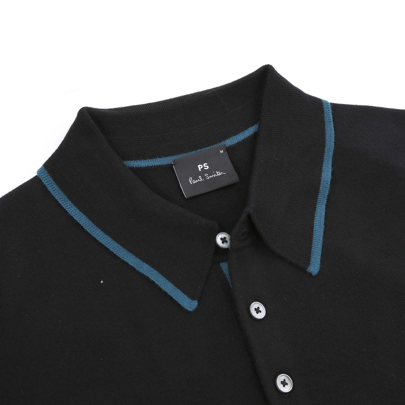 Paul Smith LS Polo Knitwear in Black Collar