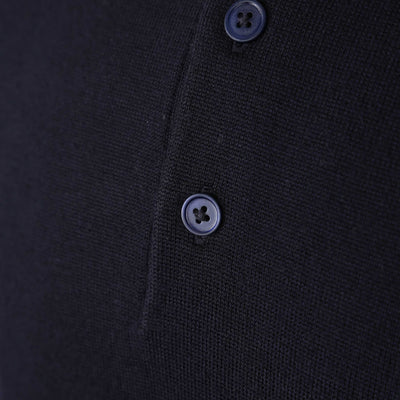 Paul Smith LS Polo Knitwear in Navy Button Placket