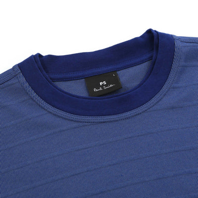 Paul Smith Needle Stripe T Shirt in Blue Neck