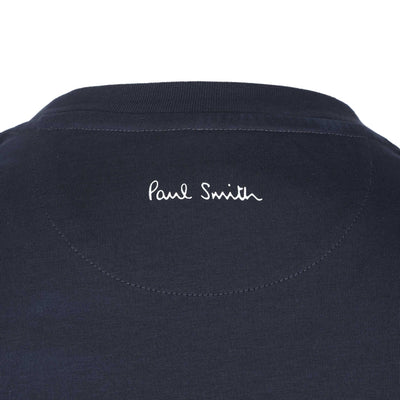 Paul Smith Shadow Logo T Shirt in Dark Navy Neck Logo