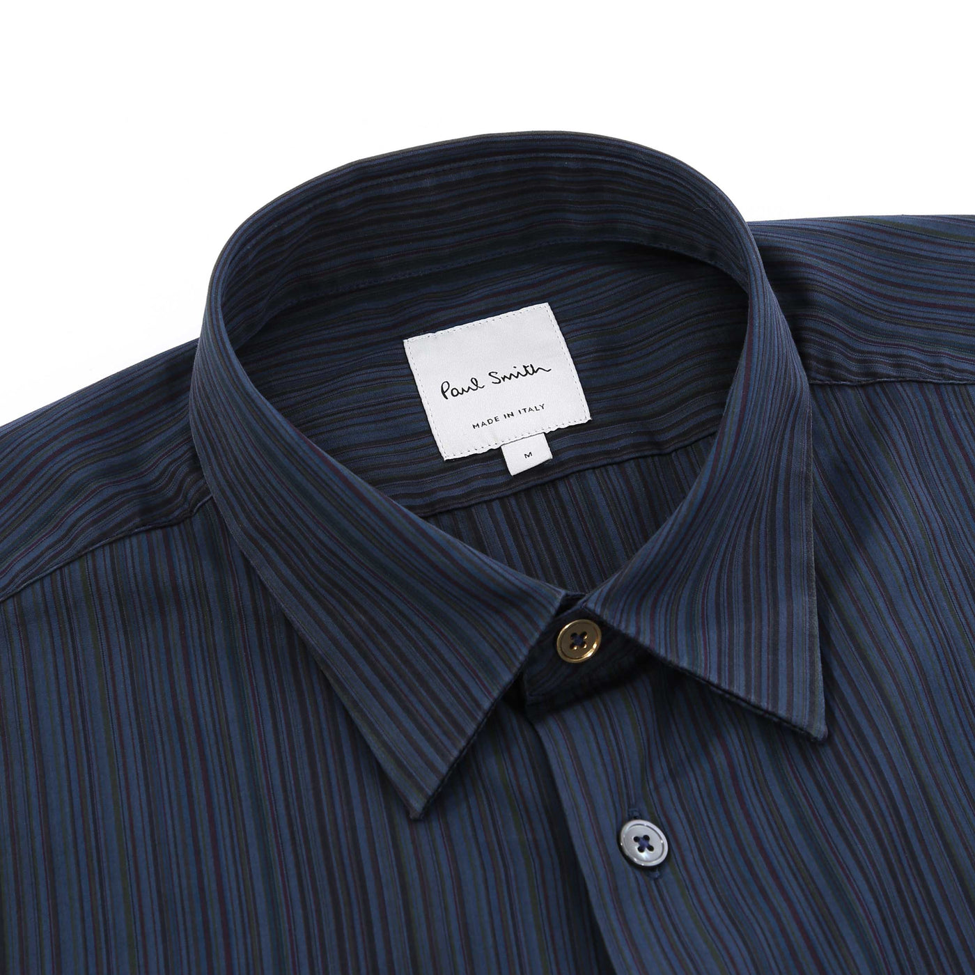 Paul Smith Stripe Slim Fit Shirt in Petrol Blue Collar